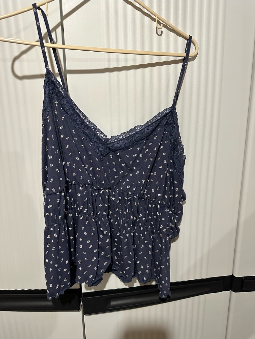 Old Navy Navy Blue Floral Lace-Trim Cami